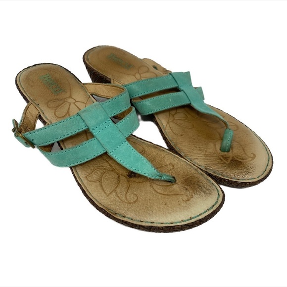 Born Comfort Sandals Size 7 M Turquoise Straps Adjustable - Picture 1 of 11